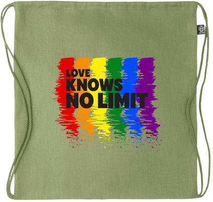 Love Knows No Limits Design - Premium hemp drawstring bag_GREEN_front