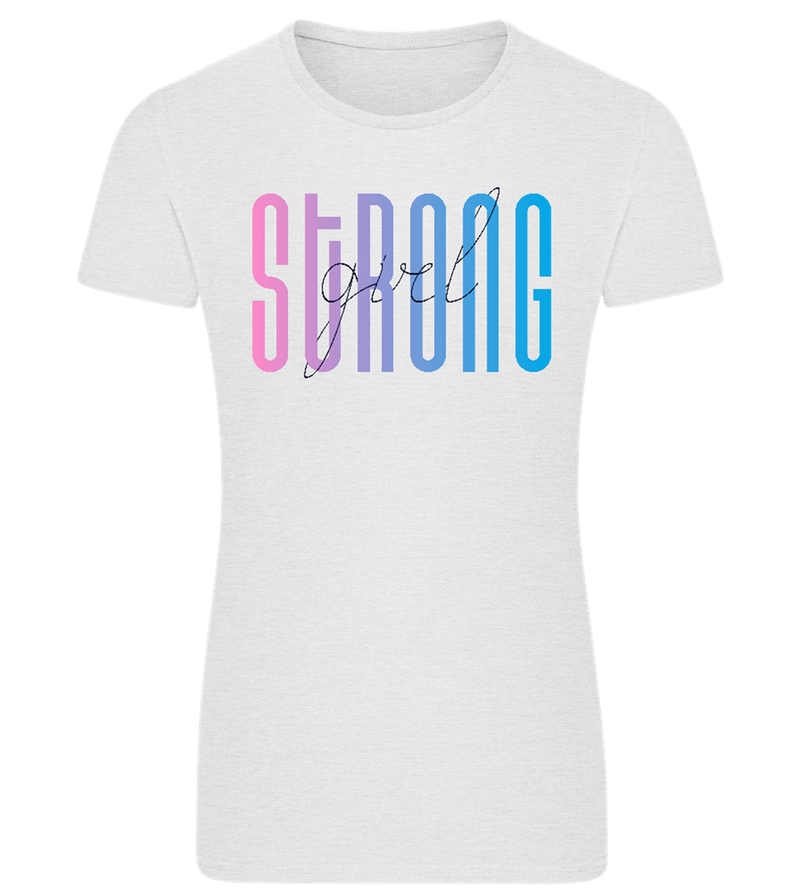 Strong Girl Gradient Design - Comfort women's fitted t-shirt_VIBRANT WHITE_front