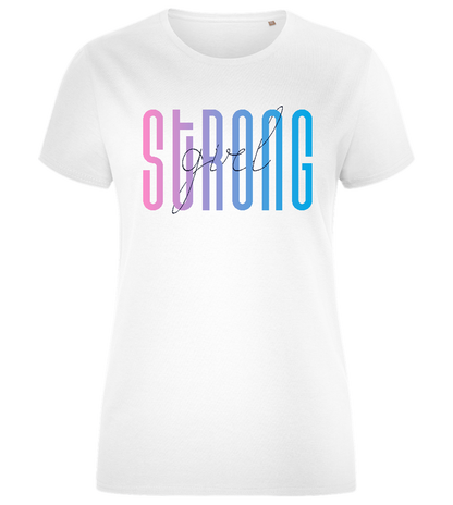 Strong Girl Gradient Design - Comfort women's fitted t-shirt_WHITE_front