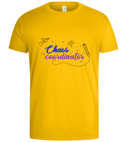 Chaos Coordinator Doodles Design - Basic men's t-shirt_YELLOW_front