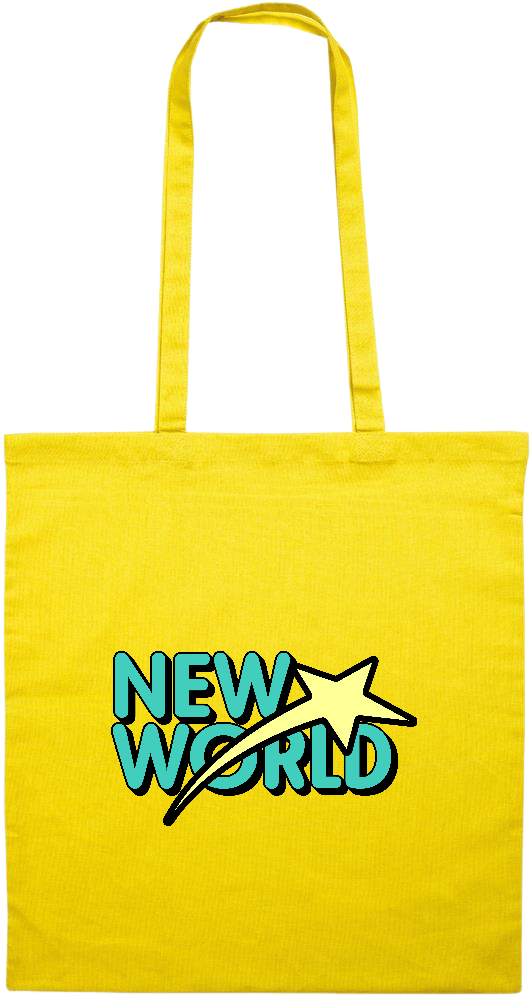 New World Design - Premium colored cotton tote bag_YELLOW_front