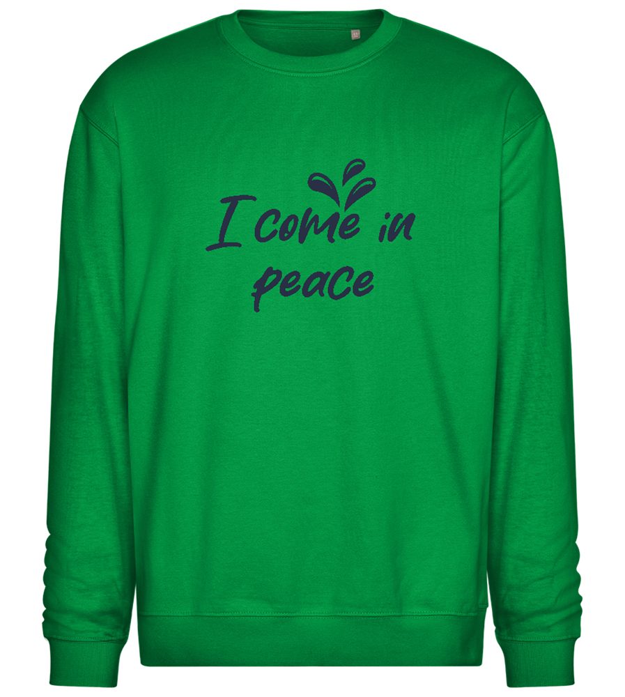 I Come in Peace Design - Comfort Essential Unisex Sweater_MEADOW GREEN_front