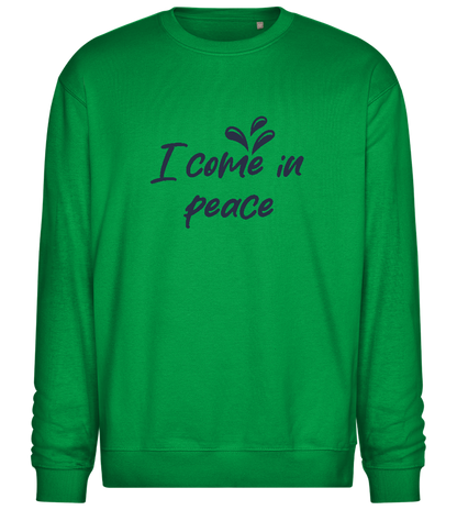 I Come in Peace Design - Comfort Essential Unisex Sweater_MEADOW GREEN_front