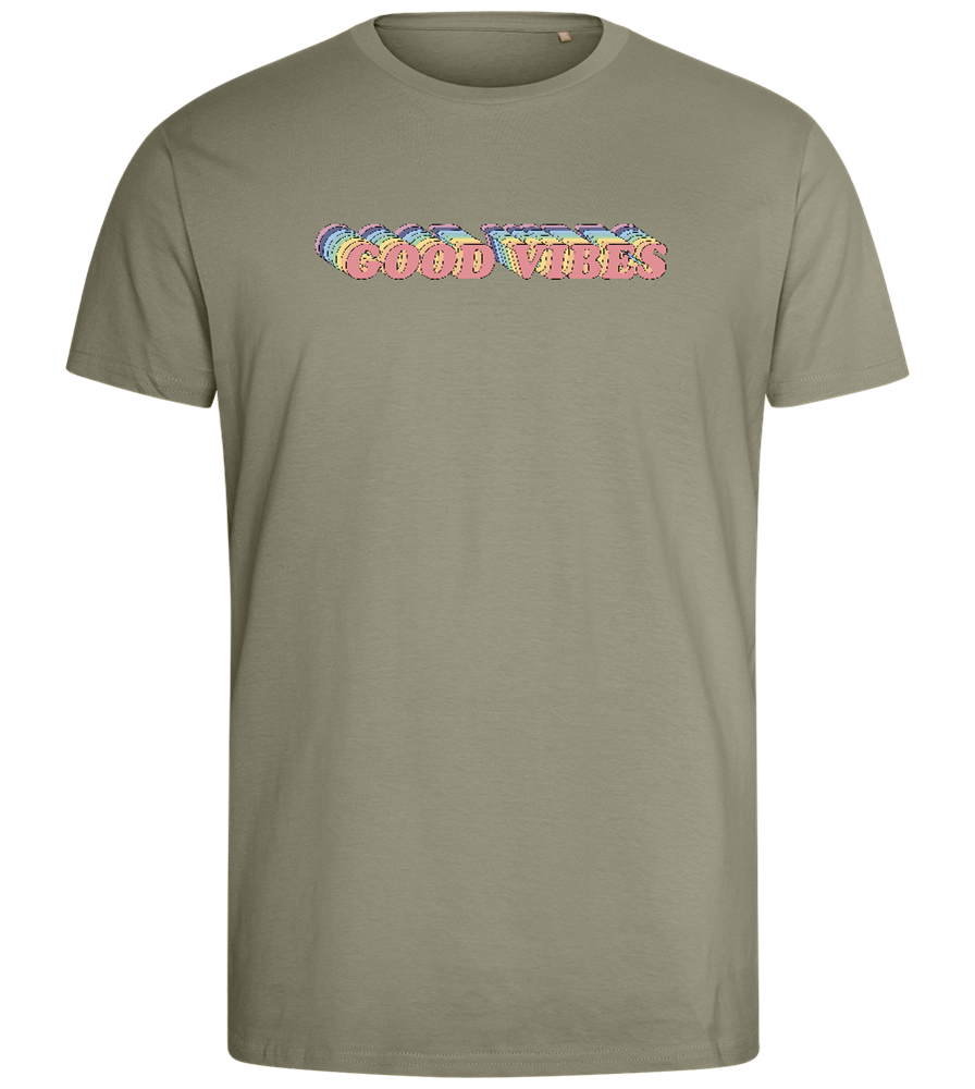 Good Vibes Rainbow Design - Comfort men's fitted t-shirt_KHAKI_front