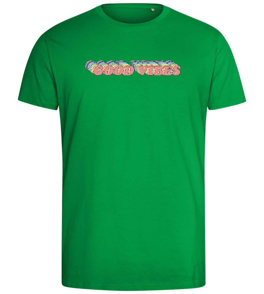 Good Vibes Rainbow Design - Comfort men's fitted t-shirt_MEADOW GREEN_front