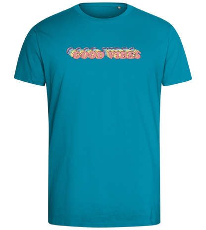 Good Vibes Rainbow Design - Comfort men's fitted t-shirt_TURQUOISE_front