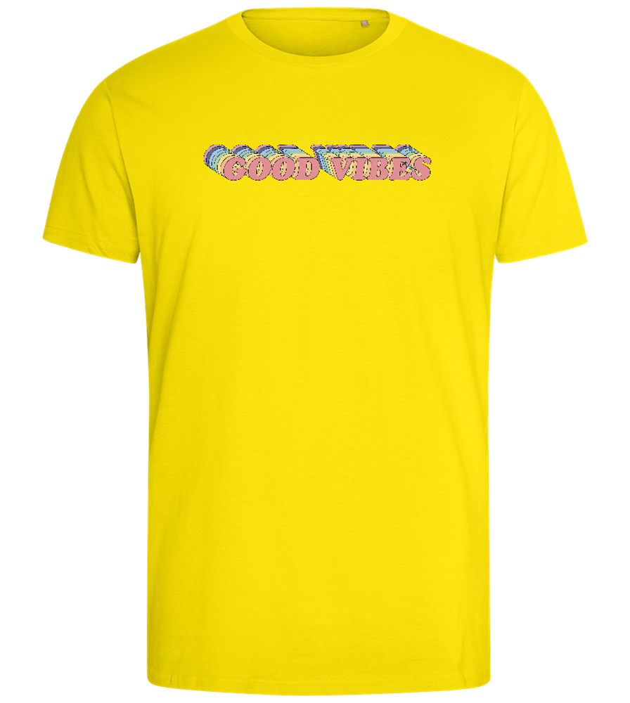 Good Vibes Rainbow Design - Comfort men's fitted t-shirt_YELLOW_front