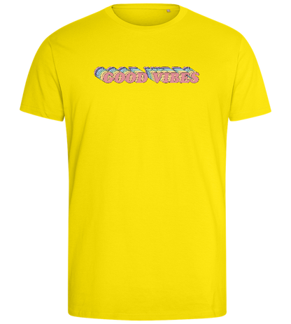 Good Vibes Rainbow Design - Comfort men's fitted t-shirt_YELLOW_front