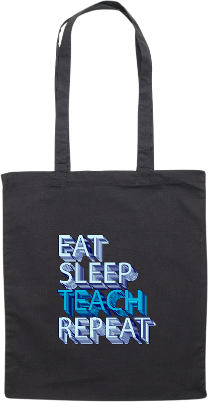 Eat Sleep Teach Repeat Design - Essential colored event tote bag_BLACK_front