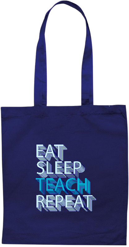 Eat Sleep Teach Repeat Design - Essential colored event tote bag_BLUE_front