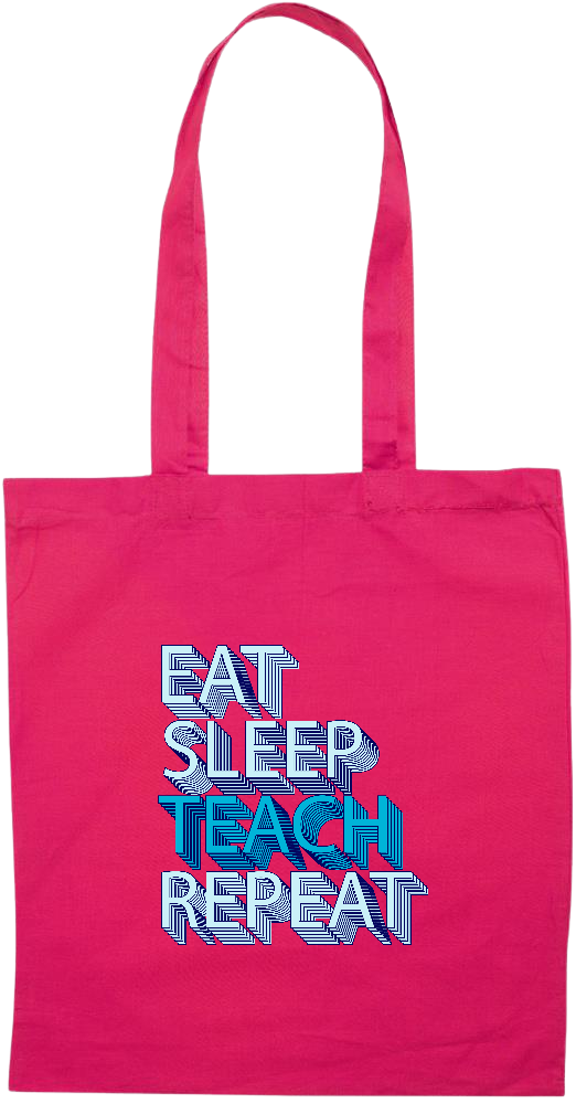 Eat Sleep Teach Repeat Design - Essential colored event tote bag_FUCHSIA_front