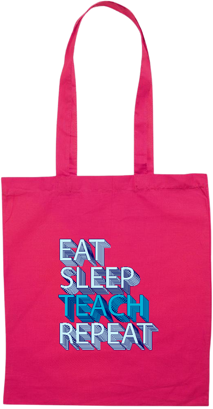 Eat Sleep Teach Repeat Design - Essential colored event tote bag_FUCHSIA_front