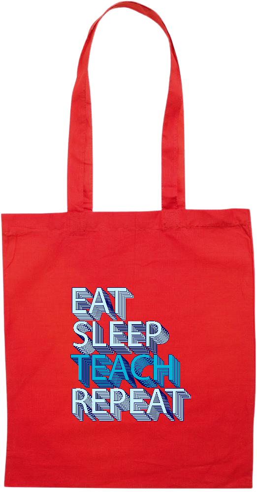 Eat Sleep Teach Repeat Design - Essential colored event tote bag_RED_front