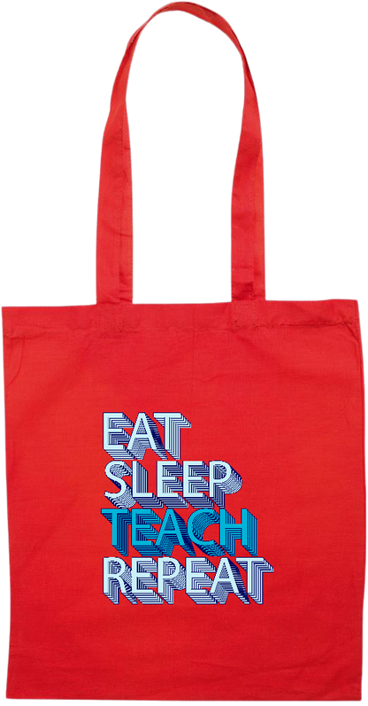 Eat Sleep Teach Repeat Design - Essential colored event tote bag_RED_front