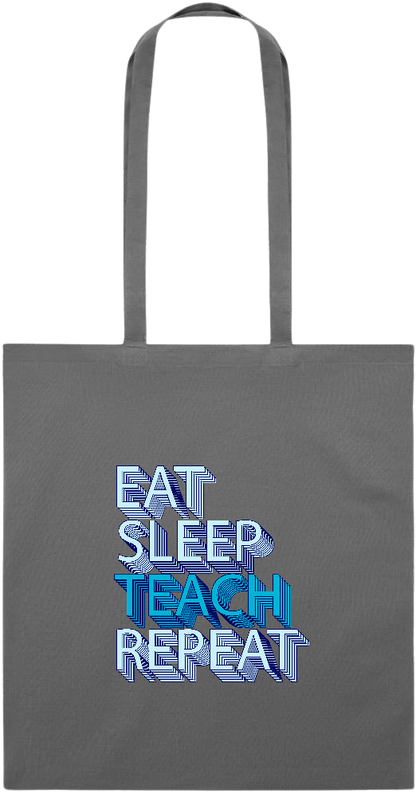 Eat Sleep Teach Repeat Design - Essential colored event tote bag_STONE GREY_front