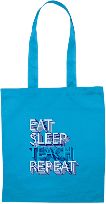 Eat Sleep Teach Repeat Design - Essential colored event tote bag_TURQUOISE_front