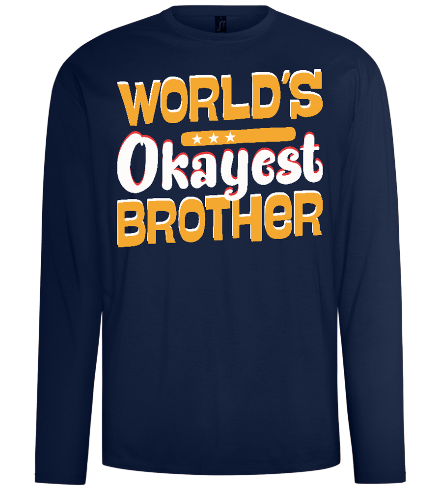 World's Okayest Brother Design - Comfort men's long sleeve t-shirt_MARINE_front