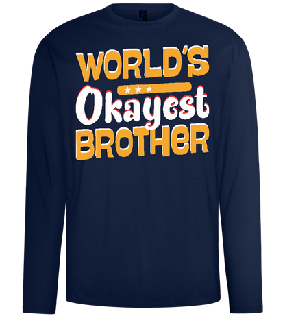 World's Okayest Brother Design - Comfort men's long sleeve t-shirt_MARINE_front