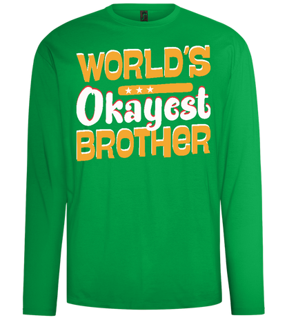 World's Okayest Brother Design - Comfort men's long sleeve t-shirt_MEADOW GREEN_front