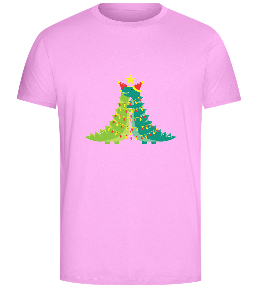 Dino Christmas Tree Design - Comfort Unisex T-Shirt_CANDY PINK_front