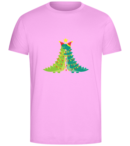 Dino Christmas Tree Design - Comfort Unisex T-Shirt_CANDY PINK_front