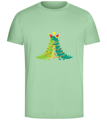 Dino Christmas Tree Design - Comfort Unisex T-Shirt_ICE GREEN_front