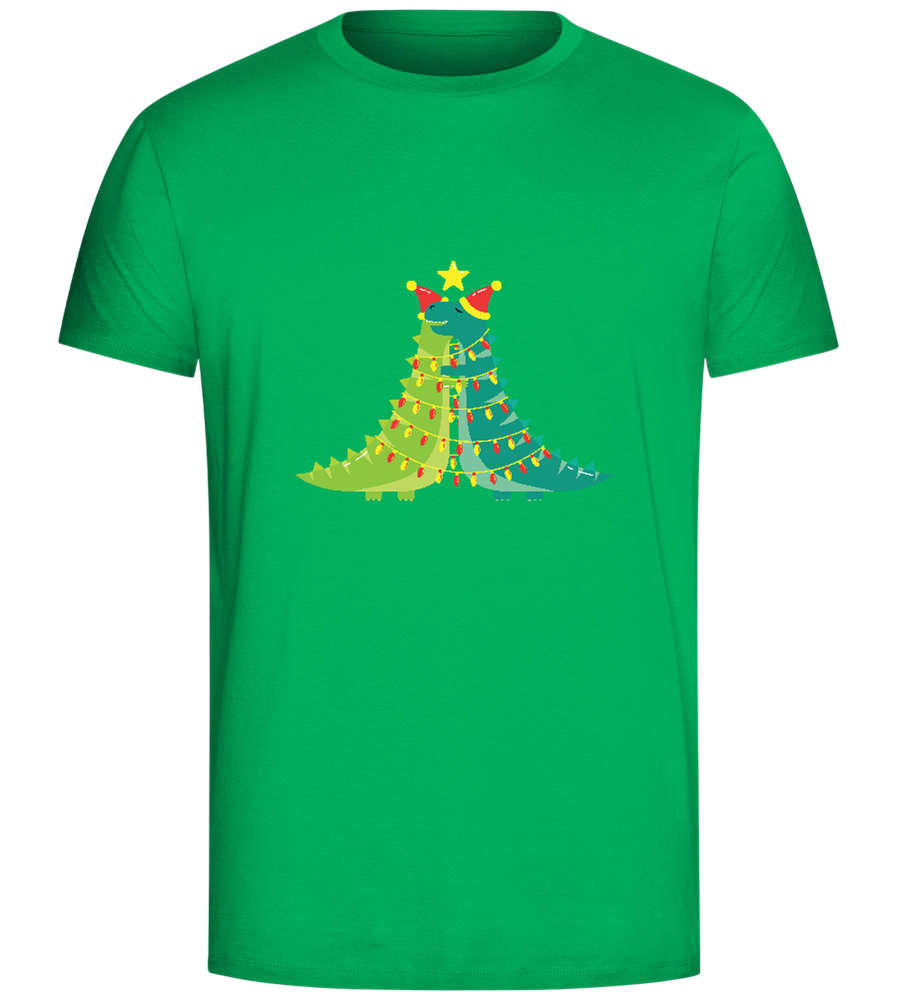 Dino Christmas Tree Design - Comfort Unisex T-Shirt_SPRING GREEN_front