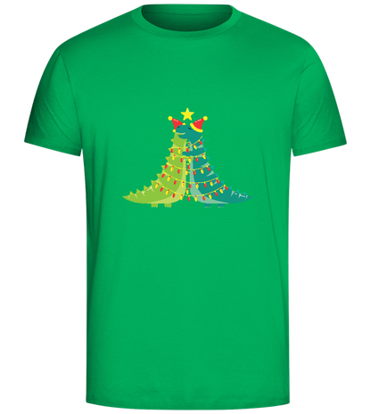 Dino Christmas Tree Design - Comfort Unisex T-Shirt_SPRING GREEN_front