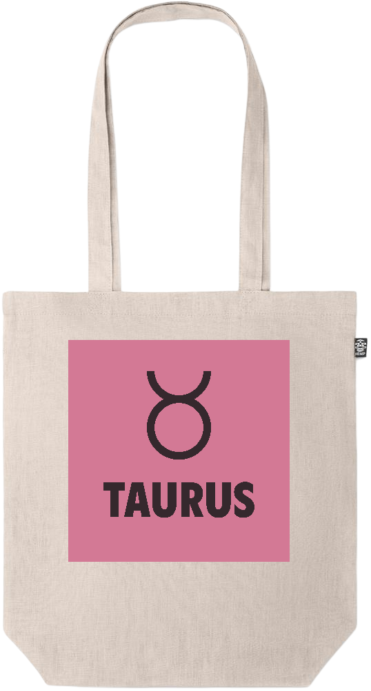 Zodiac Taurus Design - Premium colored organic hemp tote bag_BEIGE_front