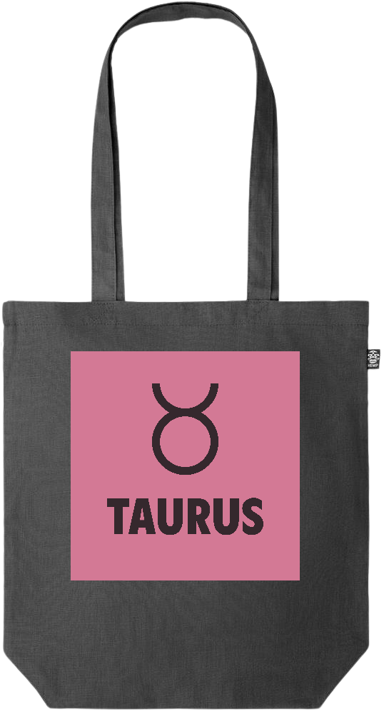 Zodiac Taurus Design - Premium colored organic hemp tote bag_BLACK_front