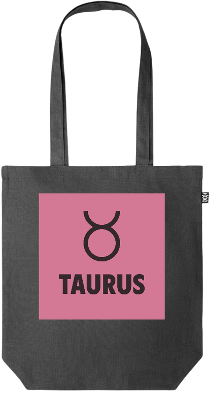 Zodiac Taurus Design - Premium colored organic hemp tote bag_BLACK_front