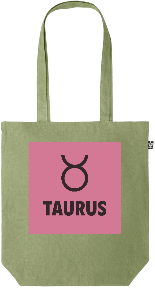 Zodiac Taurus Design - Premium colored organic hemp tote bag_GREEN_front