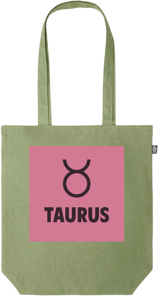 Zodiac Taurus Design - Premium colored organic hemp tote bag_GREEN_front