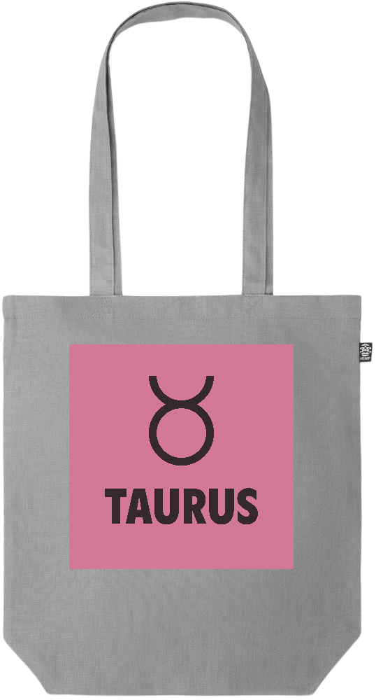 Zodiac Taurus Design - Premium colored organic hemp tote bag_GREY_front