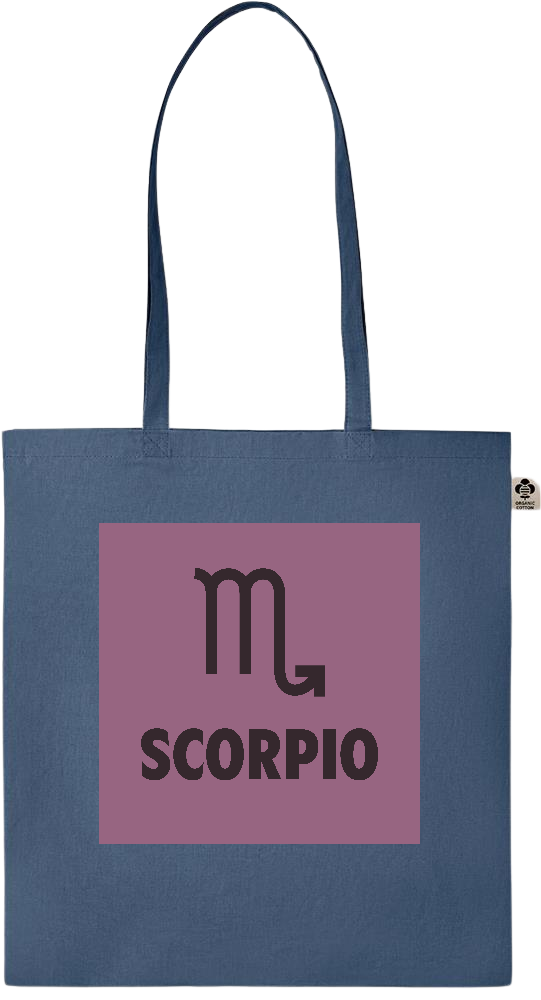 Zodiac Scorpio Design - Essential colored organic cotton tote bag_BLUE_front