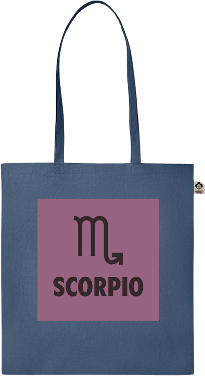 Zodiac Scorpio Design - Essential colored organic cotton tote bag_BLUE_front