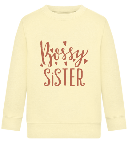 Bossy Sister Text Design - Comfort Kids Sweater_AMARELO CLARO_front