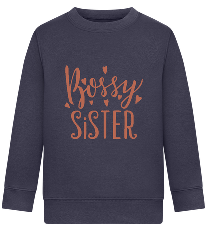 Bossy Sister Text Design - Comfort Kids Sweater_FRENCH NAVY_front