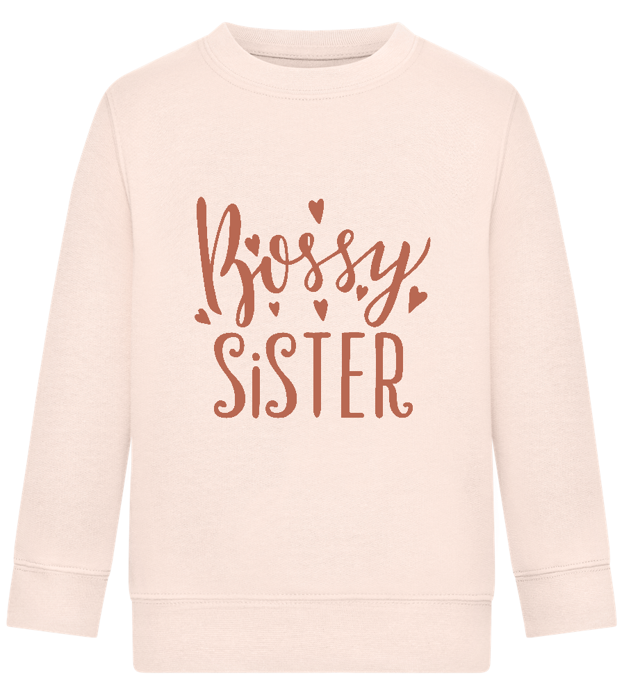 Bossy Sister Text Design - Comfort Kids Sweater_LIGHT PEACH ROSE_front