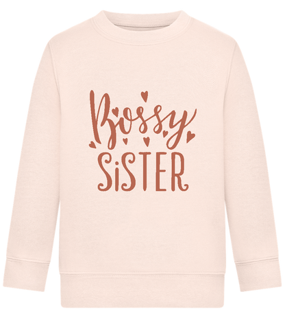 Bossy Sister Text Design - Comfort Kids Sweater_LIGHT PEACH ROSE_front