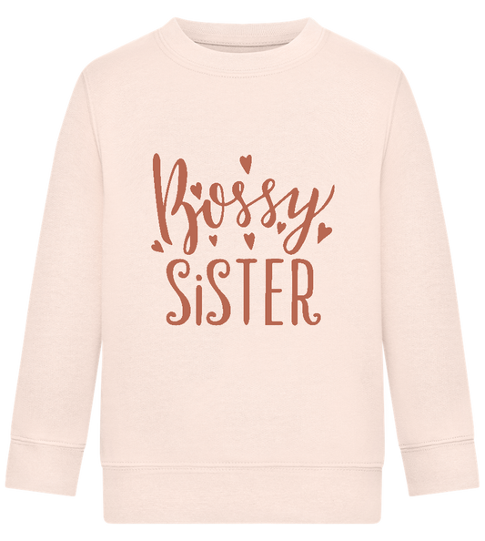 Bossy Sister Text Design - Comfort Kids Sweater_LIGHT PEACH ROSE_front