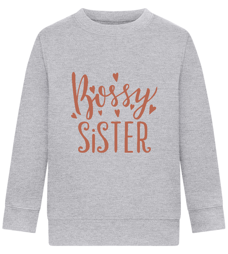 Bossy Sister Text Design - Comfort Kids Sweater_ORION GREY II_front