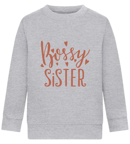 Bossy Sister Text Design - Comfort Kids Sweater_ORION GREY II_front