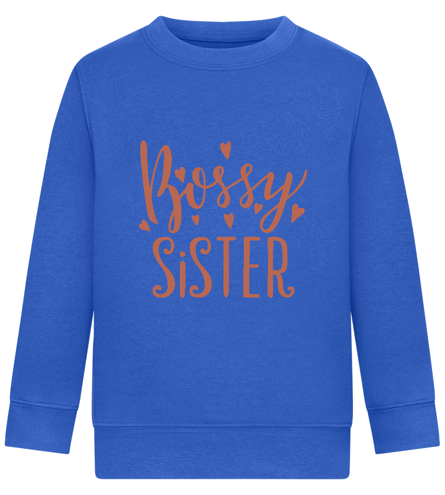 Bossy Sister Text Design - Comfort Kids Sweater_ROYAL_front