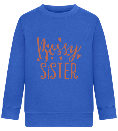 Bossy Sister Text Design - Comfort Kids Sweater_ROYAL_front