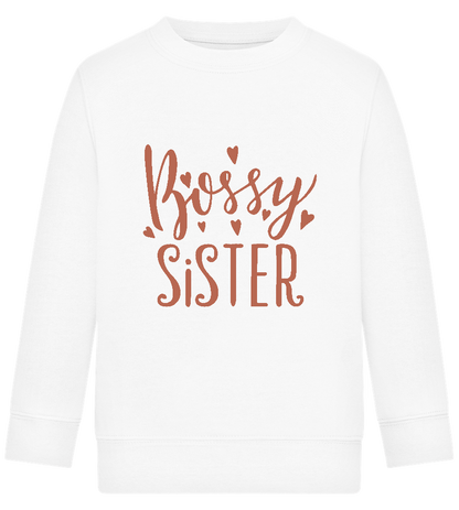 Bossy Sister Text Design - Comfort Kids Sweater_WHITE_front