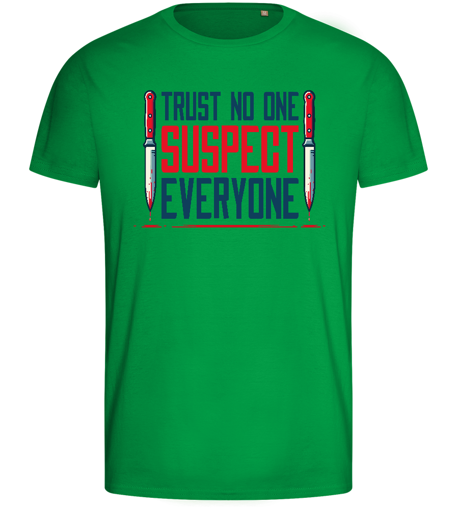 Trust No One Design - Basic men's fitted t-shirt_MEADOW GREEN_front