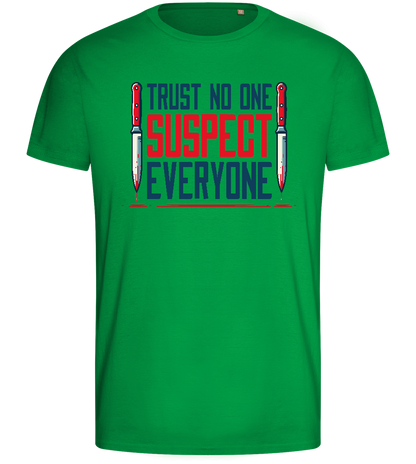 Trust No One Design - Basic men's fitted t-shirt_MEADOW GREEN_front