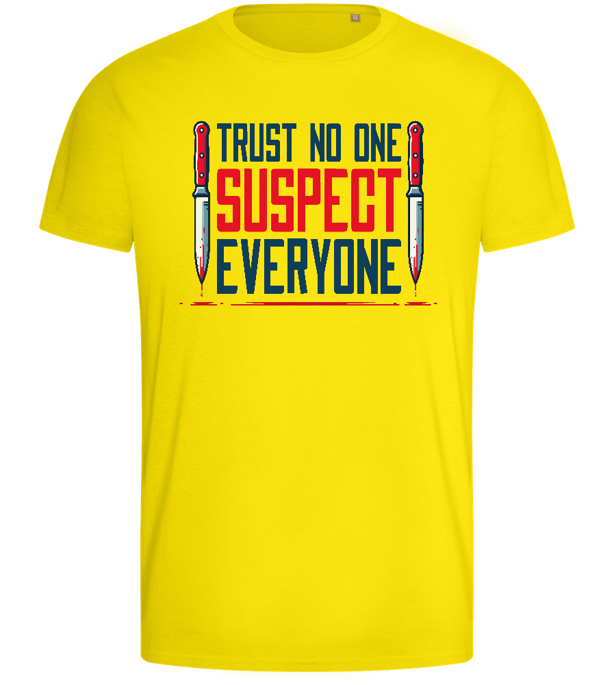 Trust No One Design - Basic men's fitted t-shirt_YELLOW_front