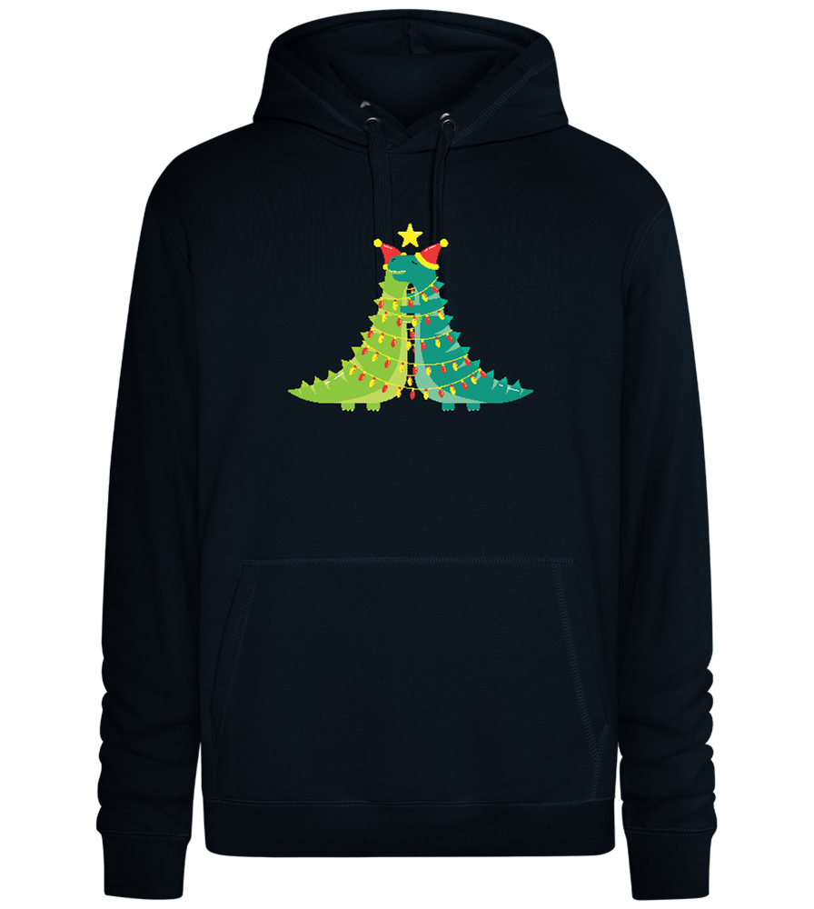 Dino Christmas Tree Design - Premium unisex hoodie_BLACK_front